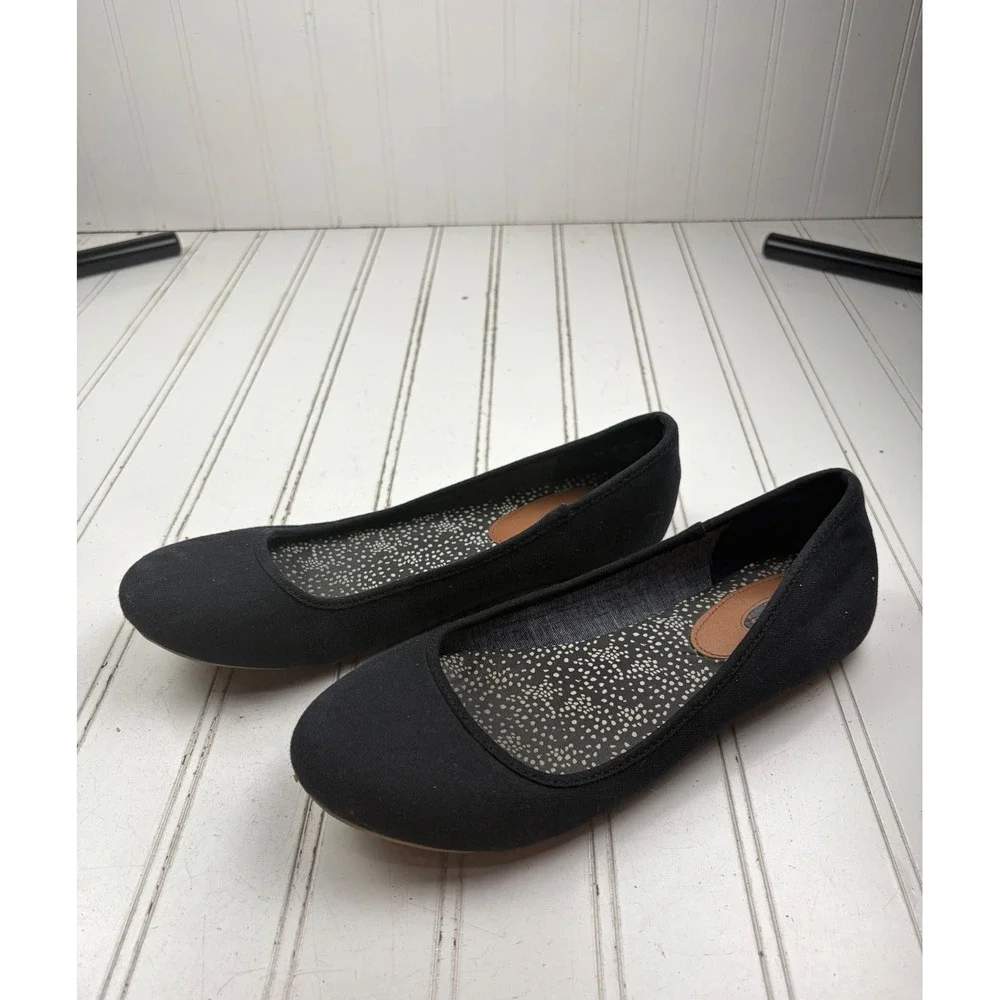 Dr. Scholl's Black Canvas Comfort Slip On Ballet Flats Women's Size 7M